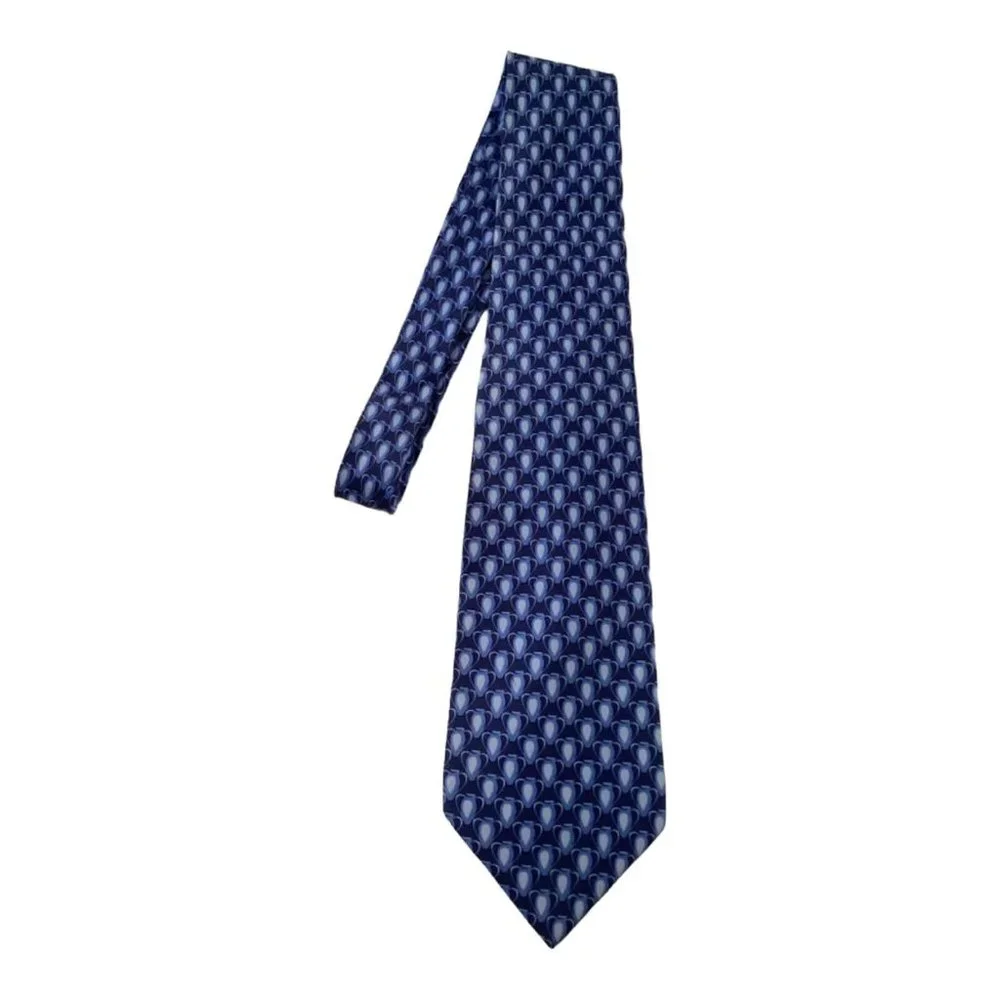 GUCCI Blue Pot Silk Tie Italy 57